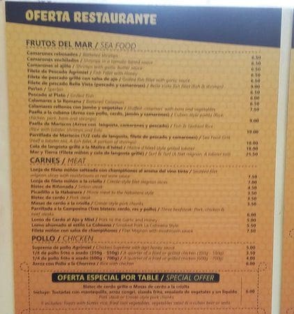 savourez le menu de la casa de la miel a varadero cuba