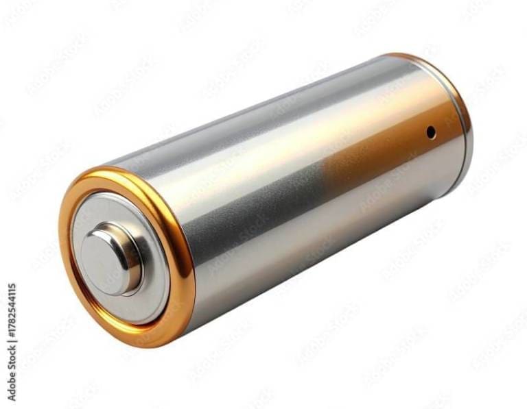 A close-up shot of a cylindrical battery isolated on a black background