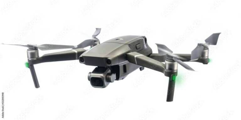 A flying drone isolated on transparency