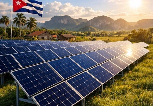 Solar Power in Rural Cuba at Sunset