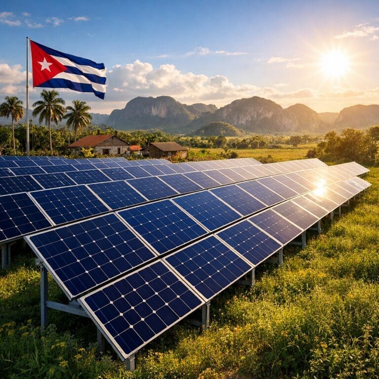 Solar Power in Rural Cuba at Sunset
